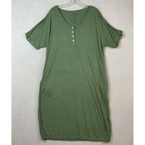 Little Sleepies Nightgown Adult Womens M/L Green Bamboo Short Sleeve Sleep Shirt